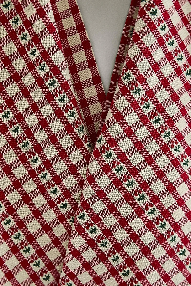 SET OF CHECKED CHRISTMAS COTTON KITCHEN TOWELS (SET OF 2)