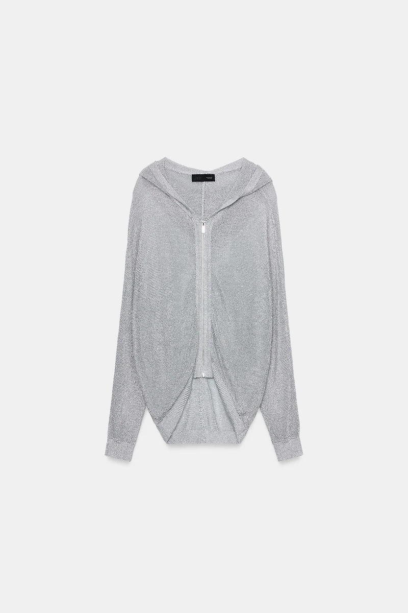 SWEAT À CAPUCHE EN FIL MÉTALLISÉ