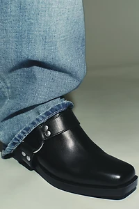 LEATHER BIKER CLOGS