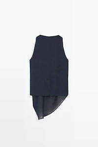 Asymmetric linen blend top