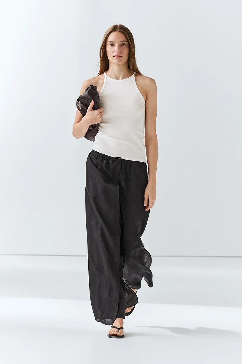 Double-layer pants with tie detail
