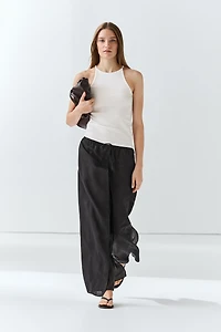 Double-layer pants with tie detail