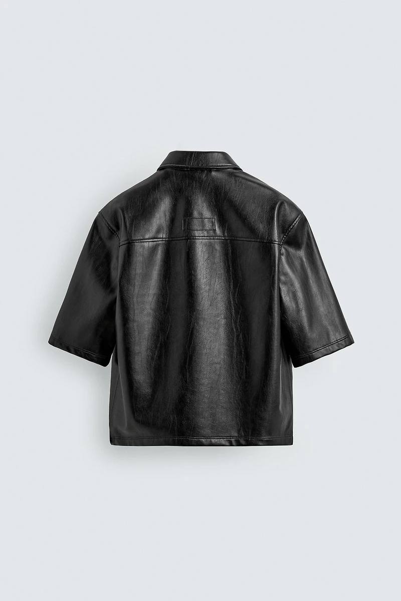 FAUX LEATHER RELAXED FIT OVERSHIRT