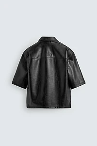 FAUX LEATHER RELAXED FIT OVERSHIRT