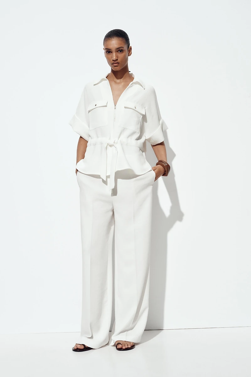 WIDE LEG ELASTIC WAIST PANTS