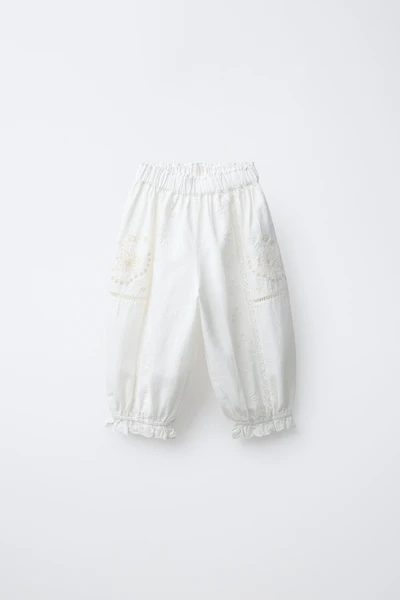 EMBROIDERED JOGGER PANTS WITH COTTON AND LINEN