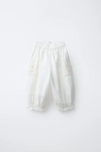 EMBROIDERED JOGGER PANTS WITH COTTON AND LINEN