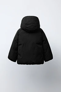 DOUBLE-BREASTED HOODED COAT WITH BOWS