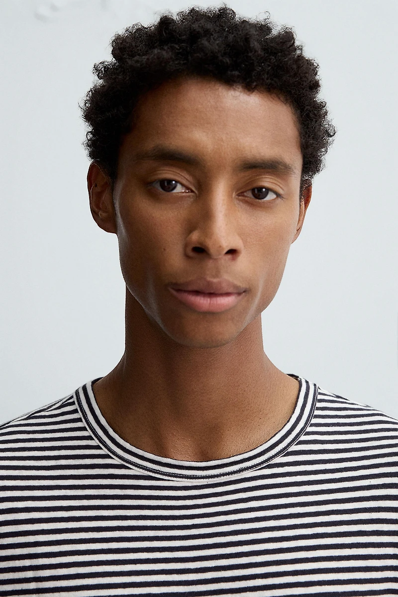 T-SHIRT COTON ET LIN RAYÉ