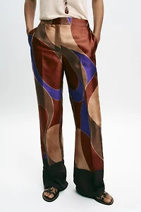 PRINTED SATIN PANTS