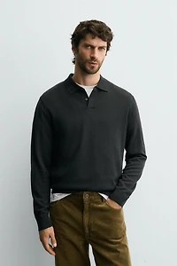 100% WOOL KNIT POLO SHIRT