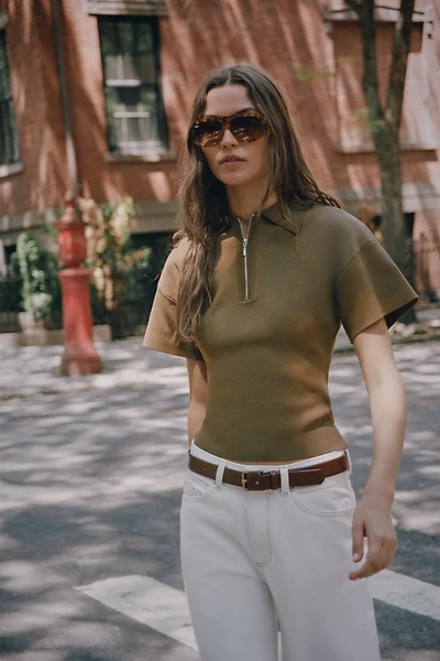 SHORT SLEEVE ZIP-UP KNIT POLO