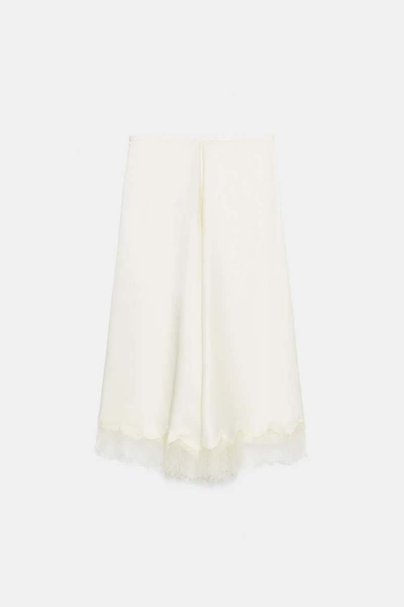 SATIN EFFECT LACE SKIRT ZW COLLECTION