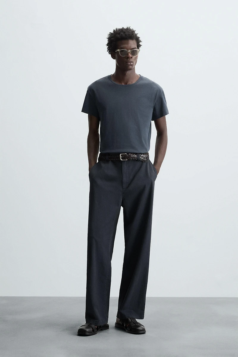 TEXTURED REGULAR FIT PANTS