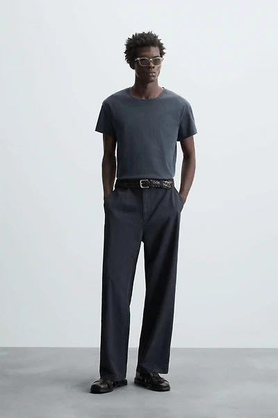 TEXTURED REGULAR FIT PANTS