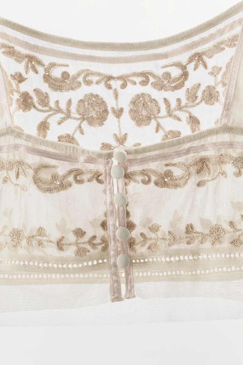 ZW COLLECTION EMBROIDERED CROPPED TOP