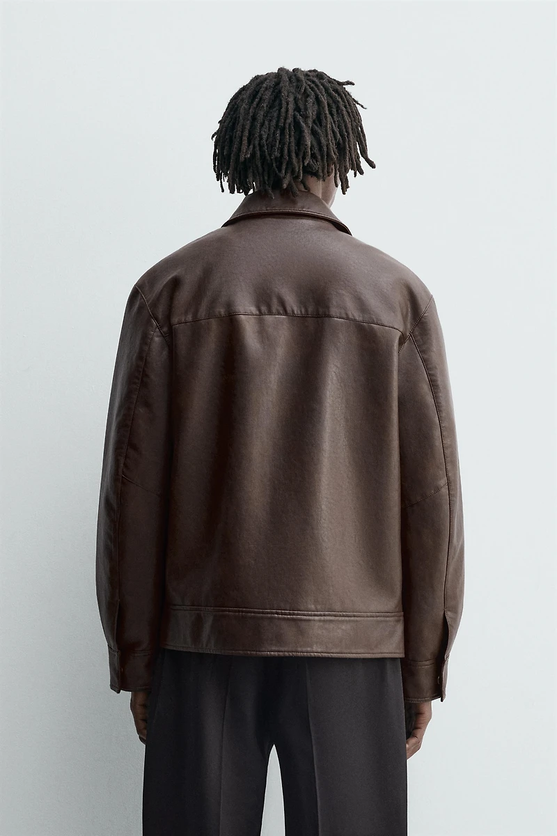 FAUX LEATHER OVERSHIRT