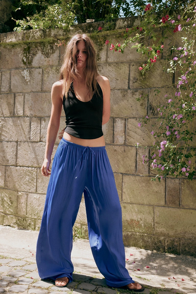PANTALON FLUIDE PALAZZO À POIS