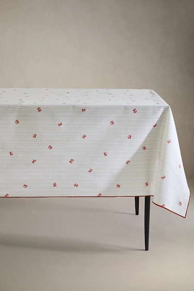 CRAB PRINT RESIN-COATED COTTON TABLECLOTH