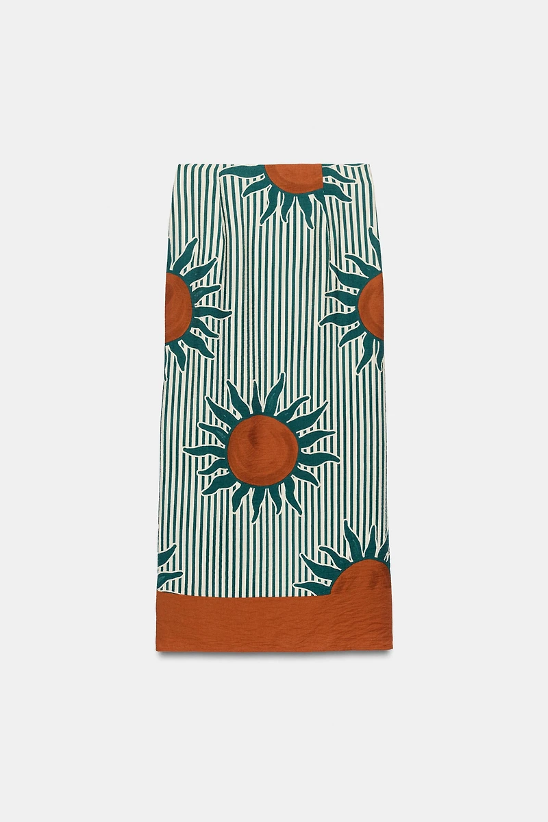 PRINTED MIDI SARONG SKIRT
