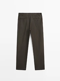 Tapered fit linen trousers