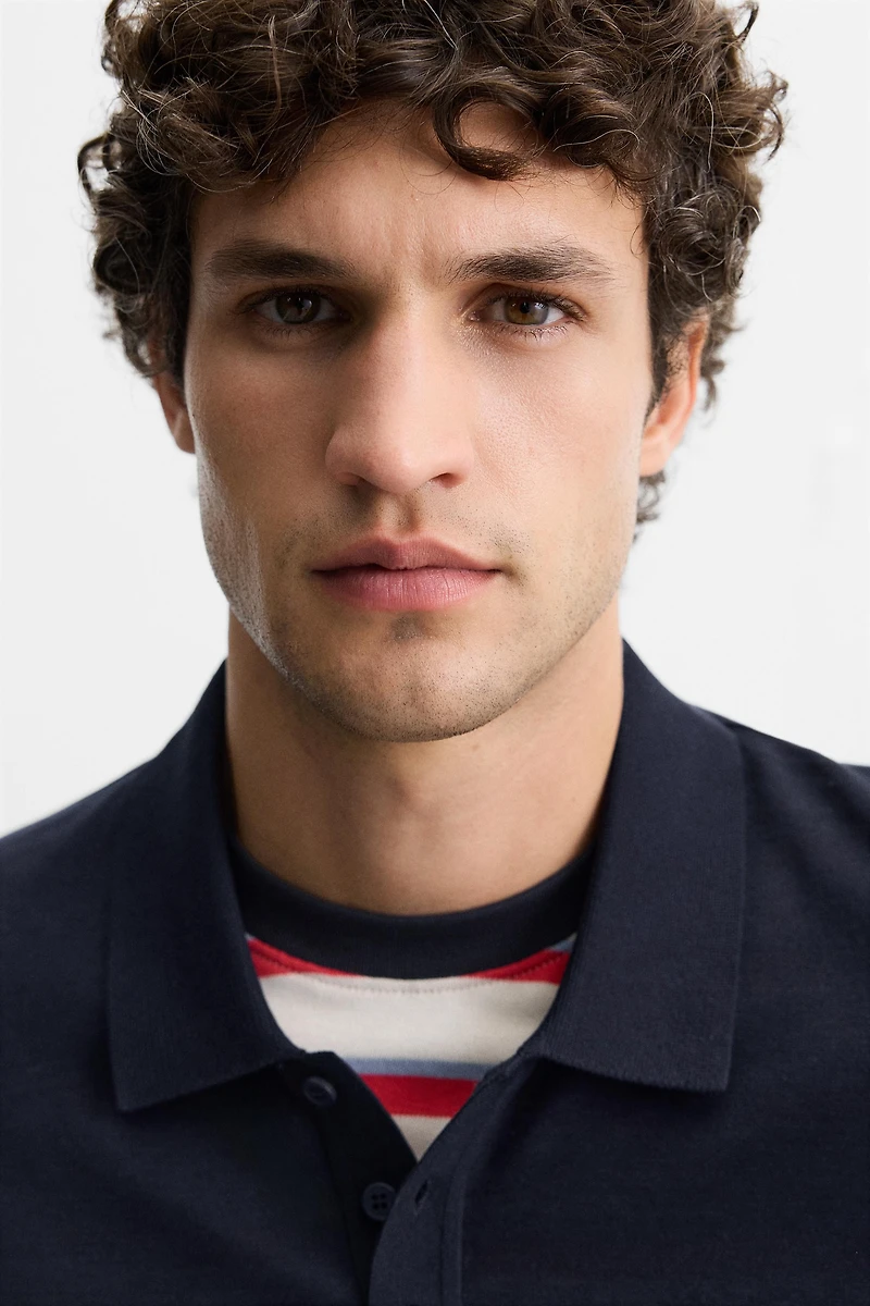 COTTON - SILK BLEND KNIT POLO