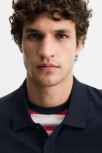 COTTON - SILK BLEND KNIT POLO