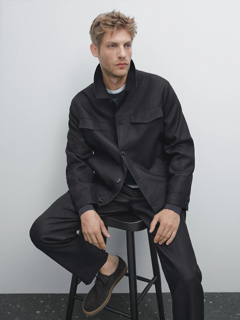 100% linen total look jacket