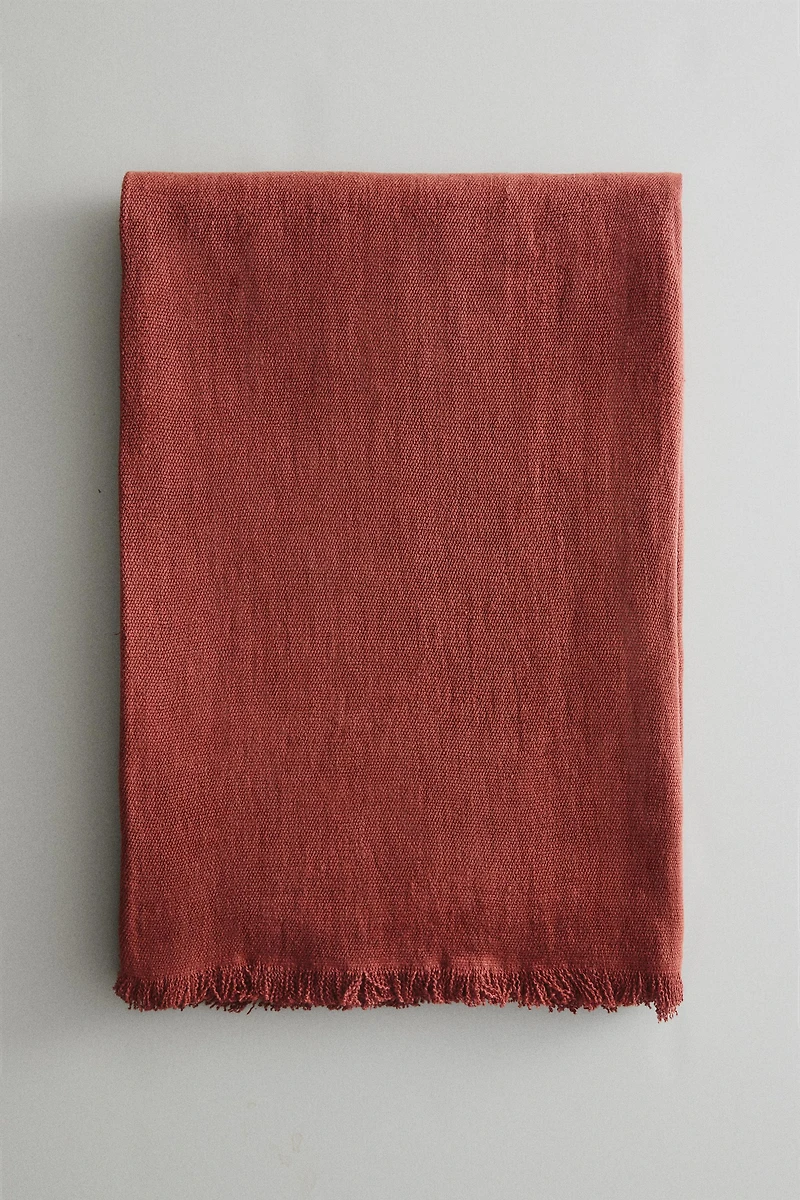 FRINGED LINEN BLANKET