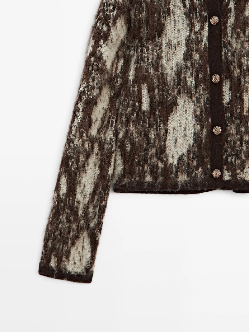 Snakeskin print knit cardigan
