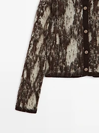 Snakeskin print knit cardigan