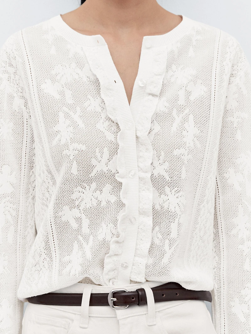 Long sleeve openwork cardigan