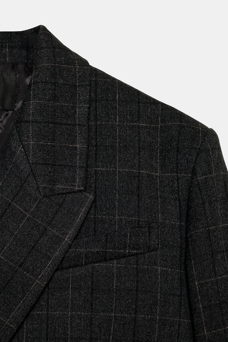 OVERSIZED PLAID CROP BLAZER