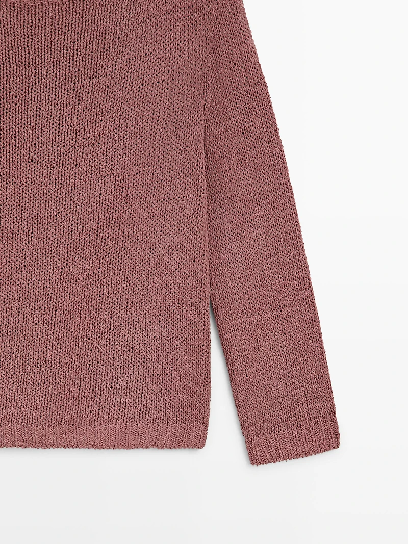Boat neck knit sweater