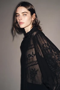 VELVET LADDER TRIM BLOUSE ZW COLLECTION