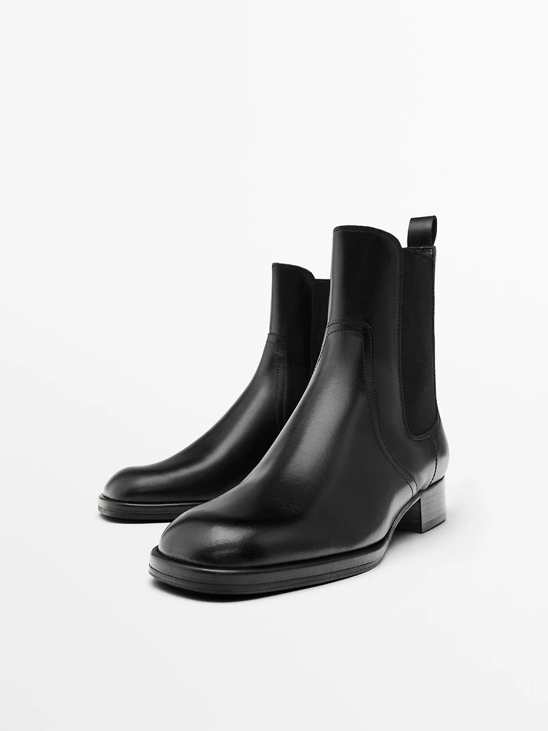 Bottines plates cuir