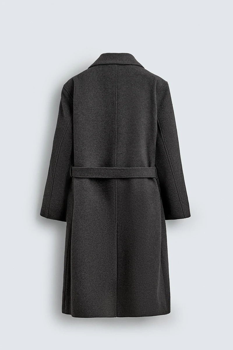 MANTEAU CROISÉ AVEC LAINE ET CEINTURE