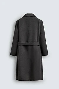 MANTEAU CROISÉ AVEC LAINE ET CEINTURE