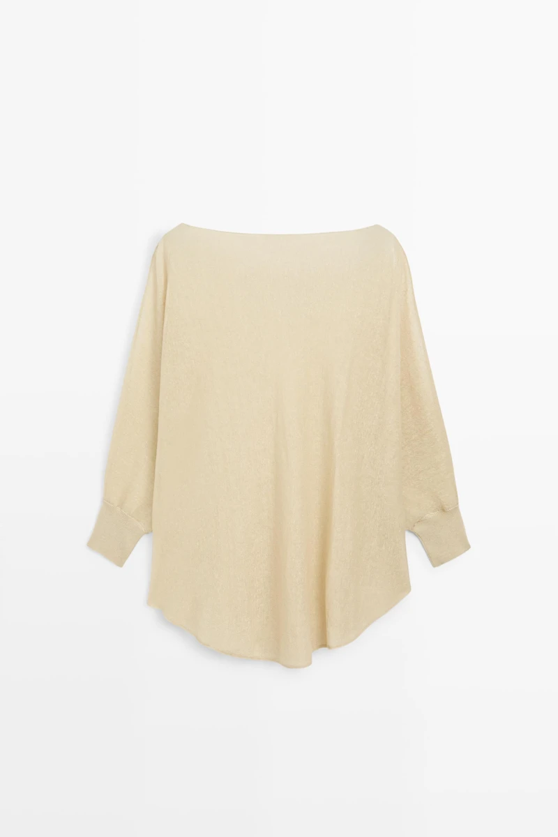 Pull fluide effet cape en lin mélangé