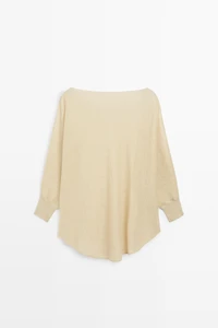 Pull fluide effet cape en lin mélangé