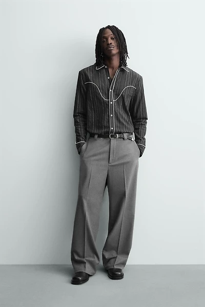 CONTRAST PIPING WESTERN SHIRT