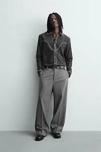 CONTRAST PIPING WESTERN SHIRT