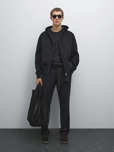 Veste à capuche en laine mélangée