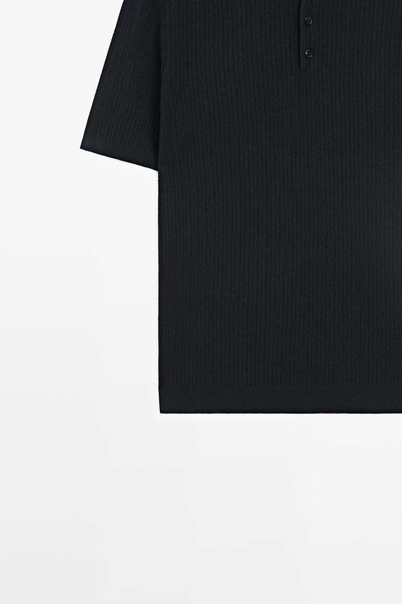 100% cotton textured knit polo sweater