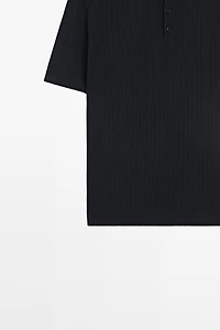 100% cotton textured knit polo sweater