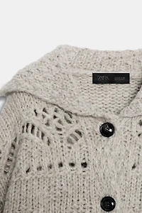 POINTELLE CHUNKY KNIT CARDIGAN