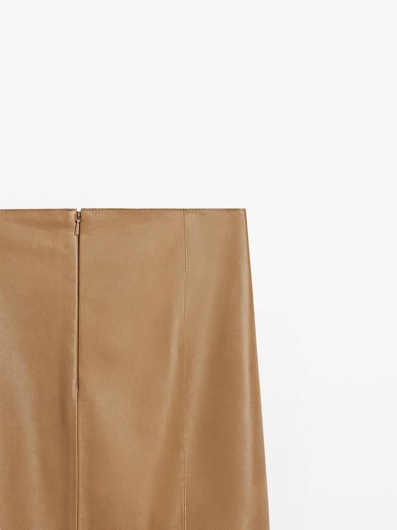 Nappa leather mini skirt