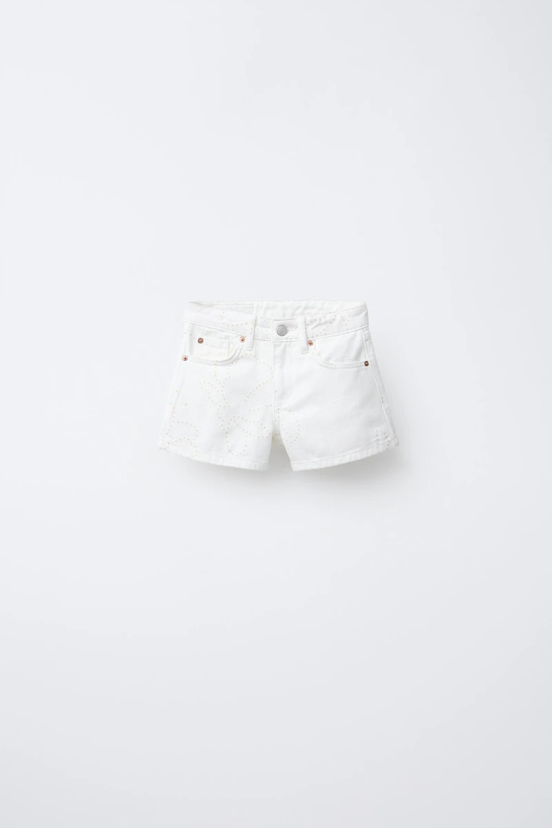 BERMUDA EN DENIM FLEURS