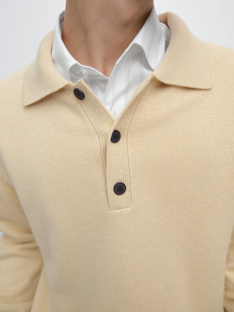 100% wool knit polo sweater