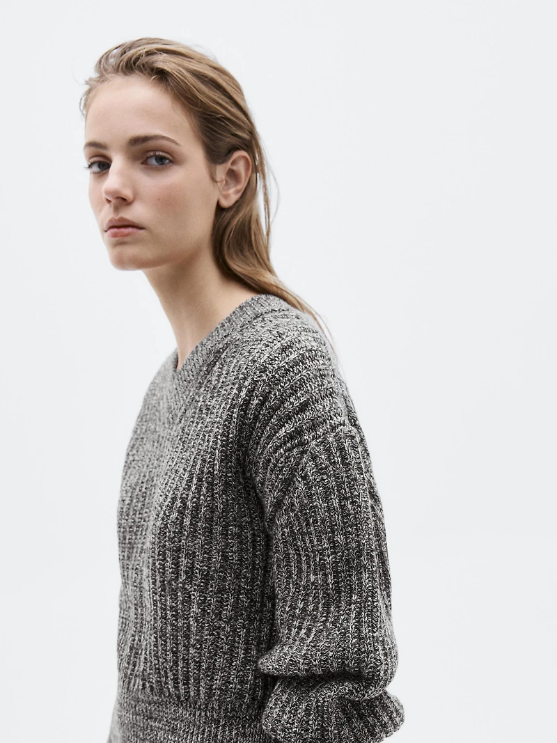 Flecked knit sweater 100% wool - LIMITED